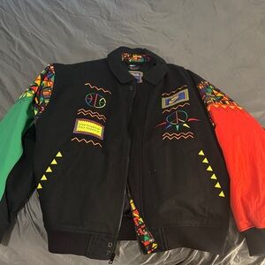 Nike Black Bomber Jacket with Colorful Patterns